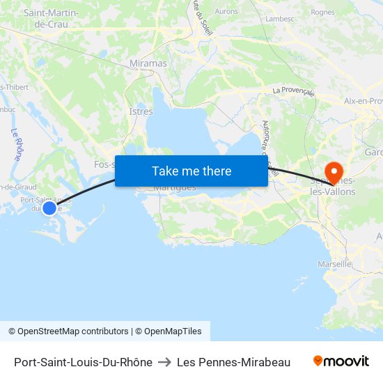 Port-Saint-Louis-Du-Rhône to Les Pennes-Mirabeau map