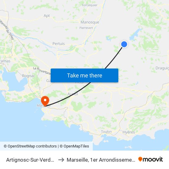 Artignosc-Sur-Verdon to Marseille, 1er Arrondissement map