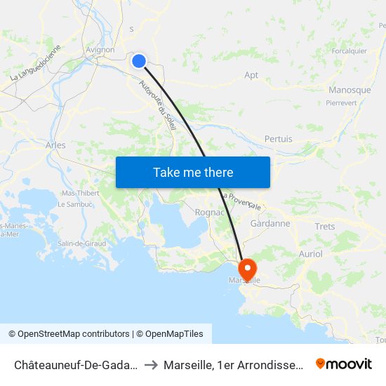 Châteauneuf-De-Gadagne to Marseille, 1er Arrondissement map