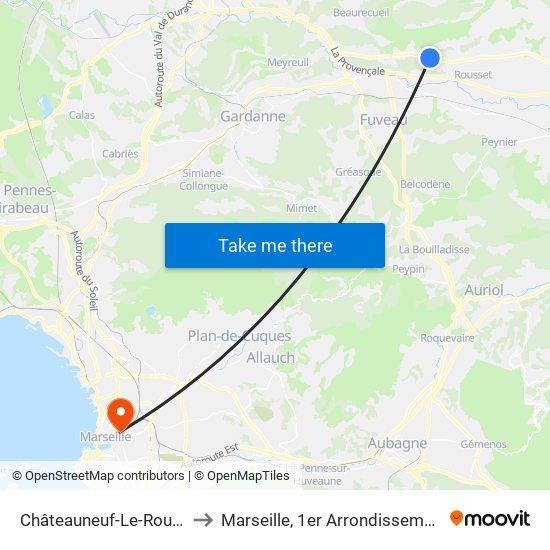 Châteauneuf-Le-Rouge to Marseille, 1er Arrondissement map