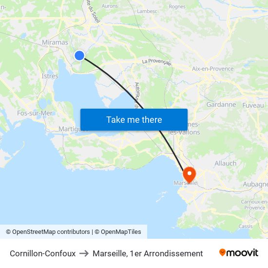 Cornillon-Confoux to Marseille, 1er Arrondissement map