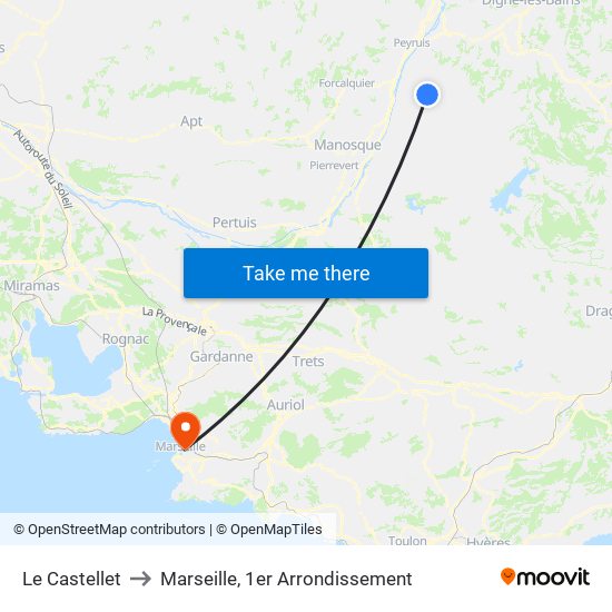 Le Castellet to Marseille, 1er Arrondissement map