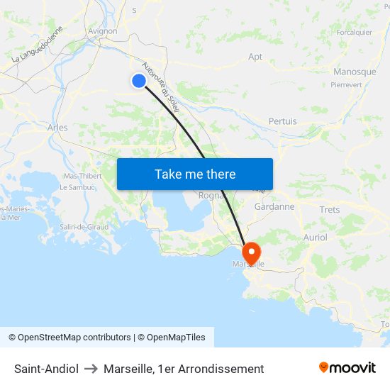 Saint-Andiol to Marseille, 1er Arrondissement map