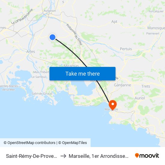 Saint-Rémy-De-Provence to Marseille, 1er Arrondissement map