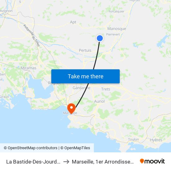 La Bastide-Des-Jourdans to Marseille, 1er Arrondissement map