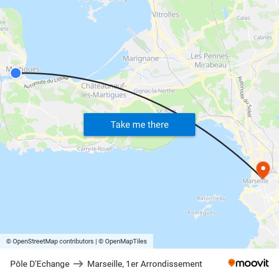 Pôle D'Echange to Marseille, 1er Arrondissement map