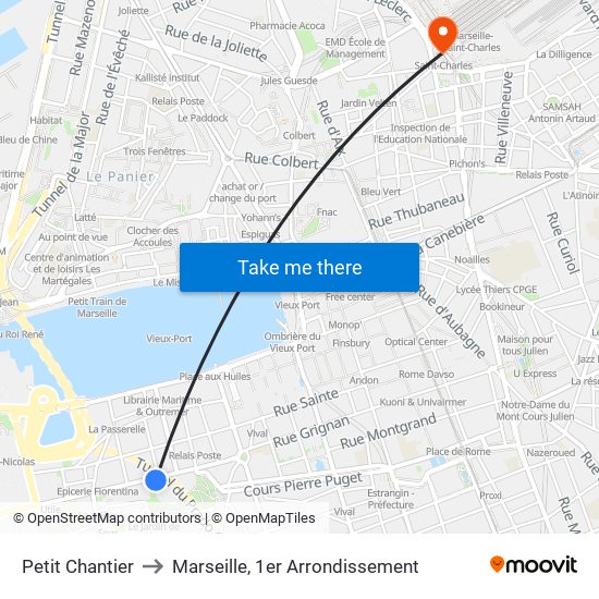 Petit Chantier to Marseille, 1er Arrondissement map