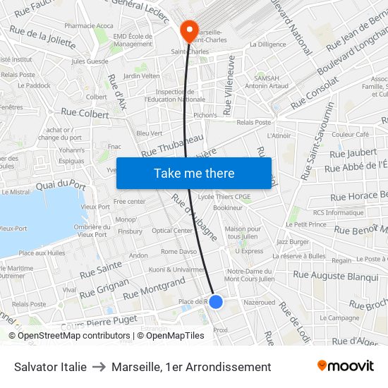 Salvator Italie to Marseille, 1er Arrondissement map