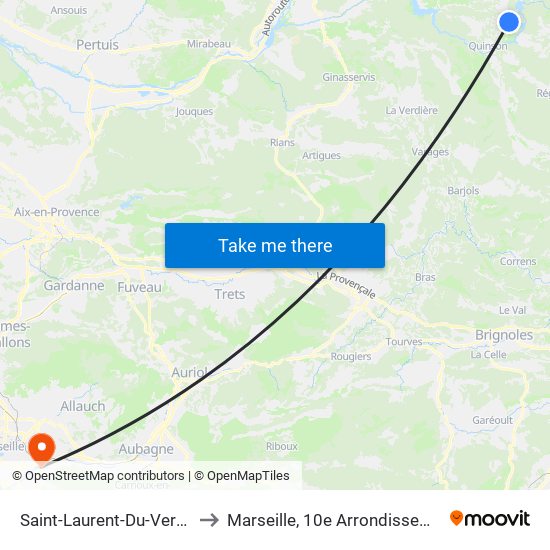 Saint-Laurent-Du-Verdon to Marseille, 10e Arrondissement map