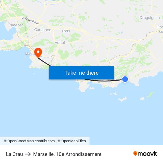 La Crau to Marseille, 10e Arrondissement map