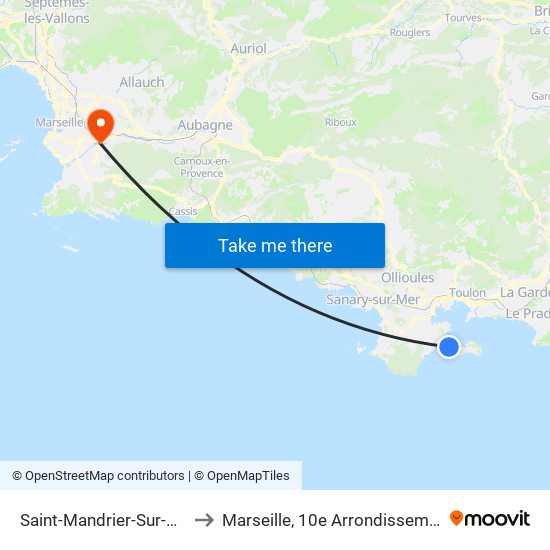 Saint-Mandrier-Sur-Mer to Marseille, 10e Arrondissement map