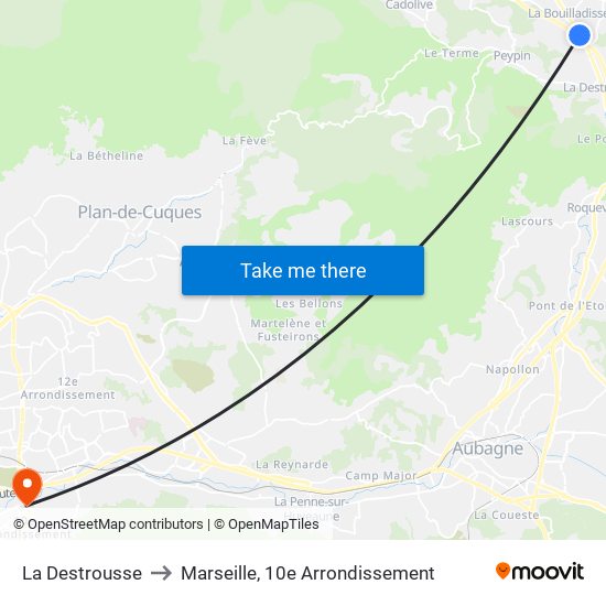 La Destrousse to Marseille, 10e Arrondissement map