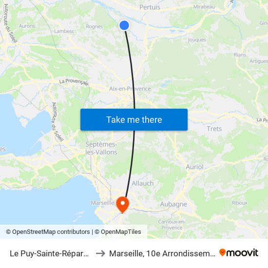Le Puy-Sainte-Réparade to Marseille, 10e Arrondissement map