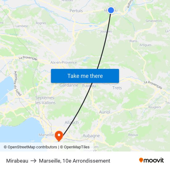 Mirabeau to Marseille, 10e Arrondissement map