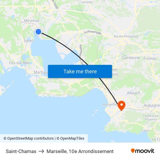 Saint-Chamas to Marseille, 10e Arrondissement map