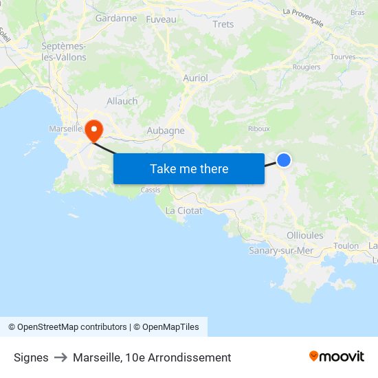 Signes to Marseille, 10e Arrondissement map