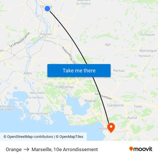 Orange to Marseille, 10e Arrondissement map