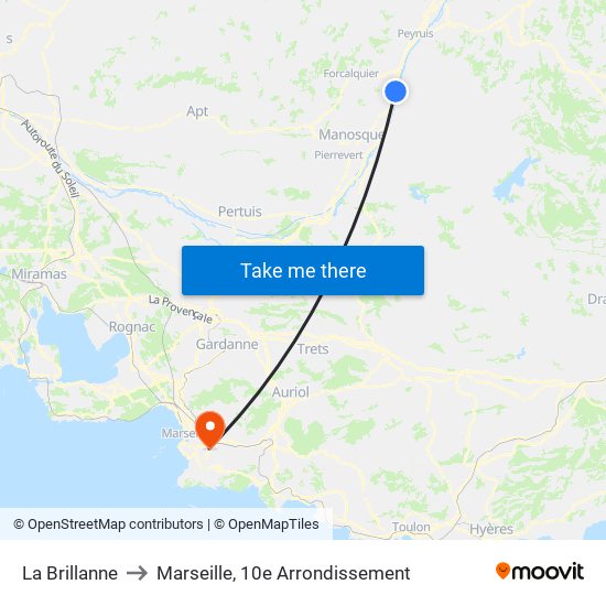 La Brillanne to Marseille, 10e Arrondissement map