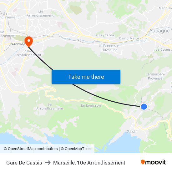 Gare De Cassis to Marseille, 10e Arrondissement map