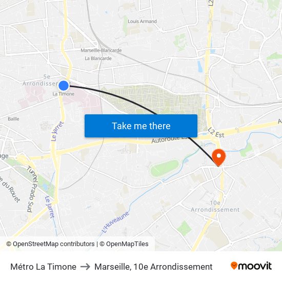 Métro La Timone to Marseille, 10e Arrondissement map