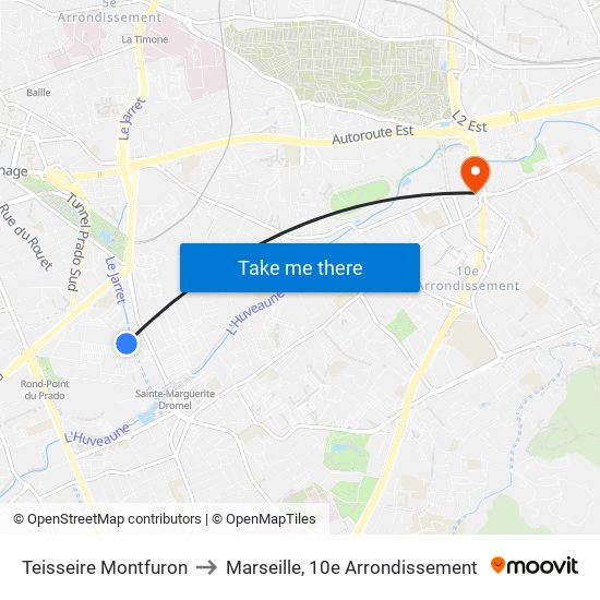 Teisseire Montfuron to Marseille, 10e Arrondissement map