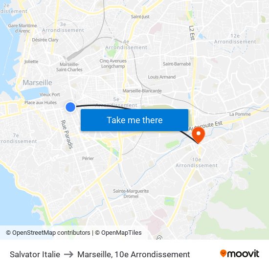 Salvator Italie to Marseille, 10e Arrondissement map