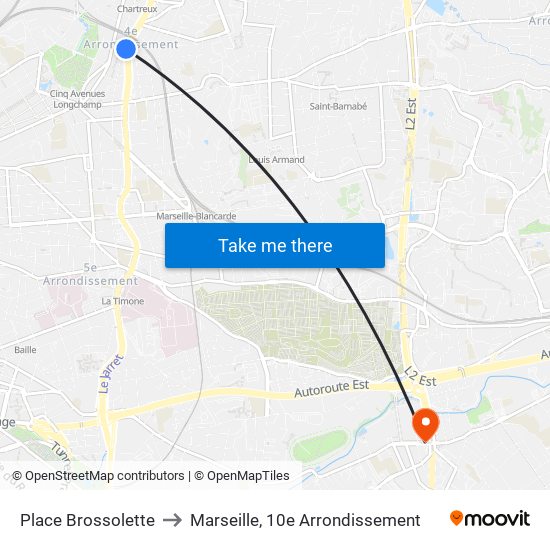 Place Brossolette to Marseille, 10e Arrondissement map