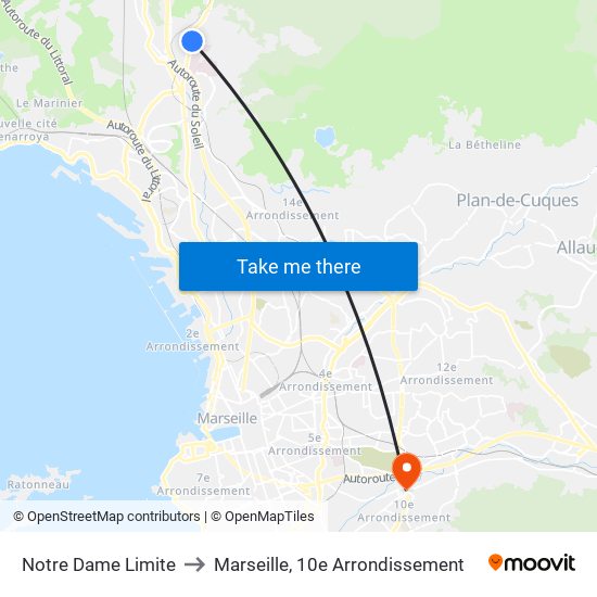 Notre Dame Limite to Marseille, 10e Arrondissement map