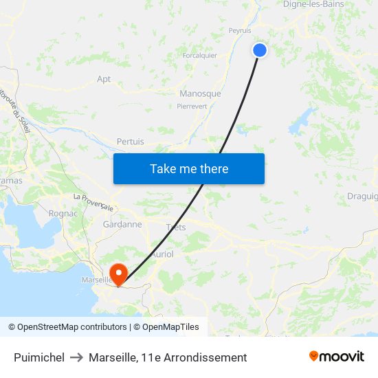 Puimichel to Marseille, 11e Arrondissement map