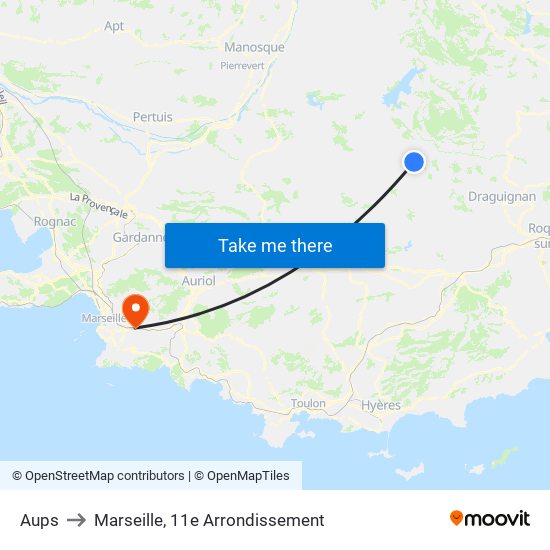 Aups to Marseille, 11e Arrondissement map