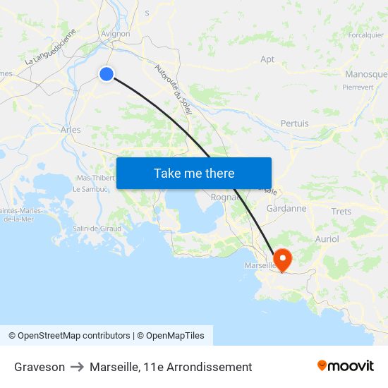 Graveson to Marseille, 11e Arrondissement map