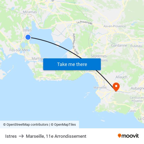 Istres to Marseille, 11e Arrondissement map