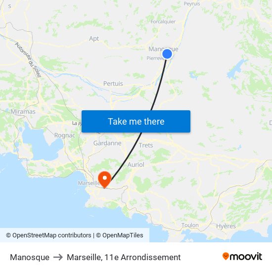 Manosque to Marseille, 11e Arrondissement map