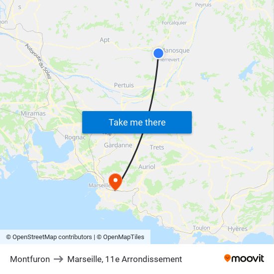 Montfuron to Marseille, 11e Arrondissement map