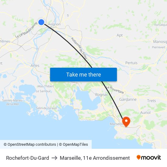 Rochefort-Du-Gard to Marseille, 11e Arrondissement map