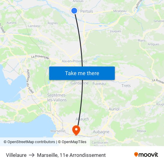 Villelaure to Marseille, 11e Arrondissement map