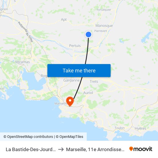 La Bastide-Des-Jourdans to Marseille, 11e Arrondissement map