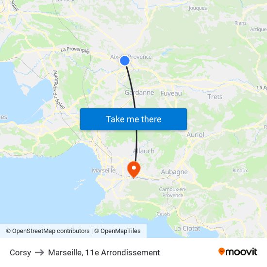 Corsy to Marseille, 11e Arrondissement map