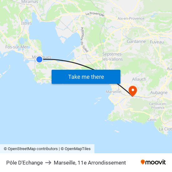 Pôle D'Echange to Marseille, 11e Arrondissement map