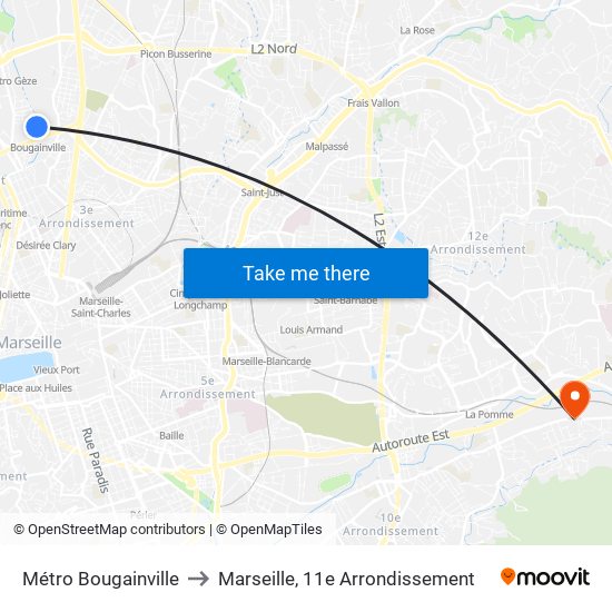 Métro Bougainville to Marseille, 11e Arrondissement map