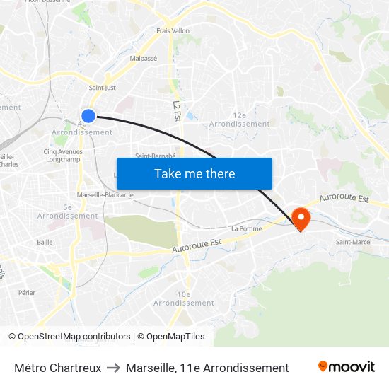 Métro Chartreux to Marseille, 11e Arrondissement map