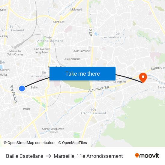 Baille Castellane to Marseille, 11e Arrondissement map