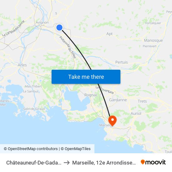 Châteauneuf-De-Gadagne to Marseille, 12e Arrondissement map