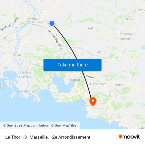 Le Thor to Marseille, 12e Arrondissement map