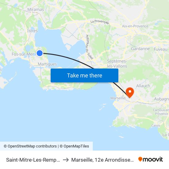 Saint-Mitre-Les-Remparts to Marseille, 12e Arrondissement map