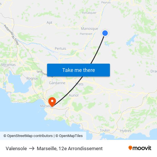 Valensole to Marseille, 12e Arrondissement map