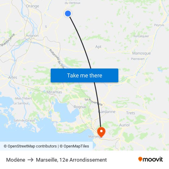 Modène to Marseille, 12e Arrondissement map