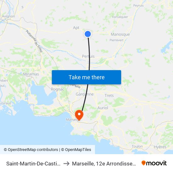 Saint-Martin-De-Castillon to Marseille, 12e Arrondissement map