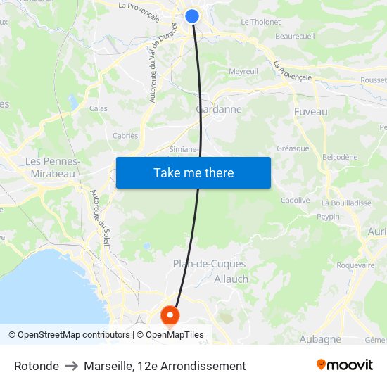 Rotonde to Marseille, 12e Arrondissement map