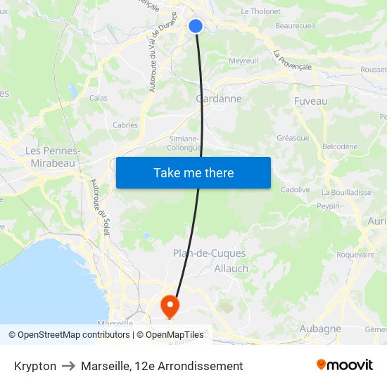 Krypton to Marseille, 12e Arrondissement map